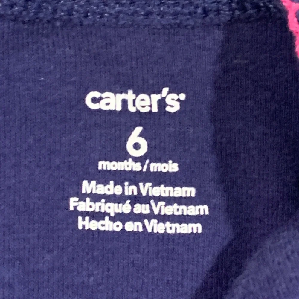 Carters Baby Girl 6 Months Bodysuit Lot‎ 3pk Navy Pink Striped Heart Cupcake